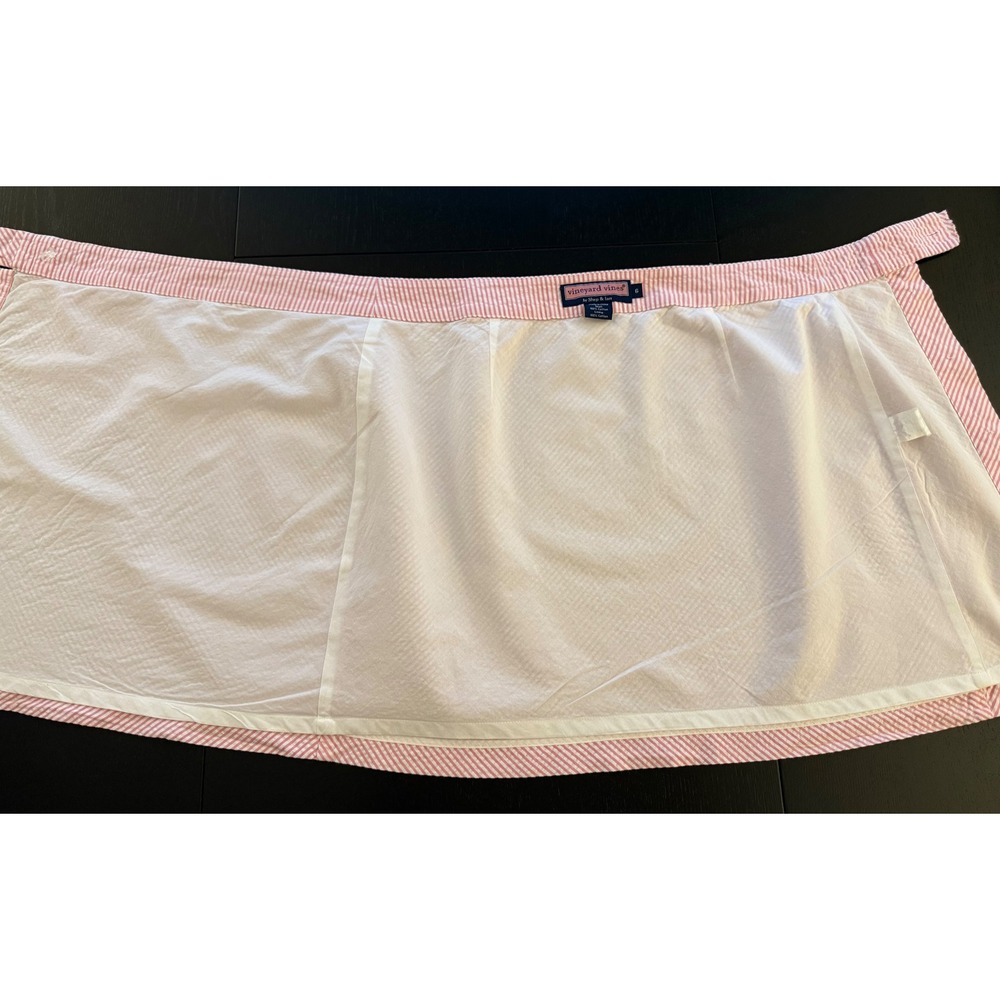 Vineyard Vines Seersucker Skirt Womens 6 Pink/ White Cotton Button-Up Mini - Picture 4 of 10